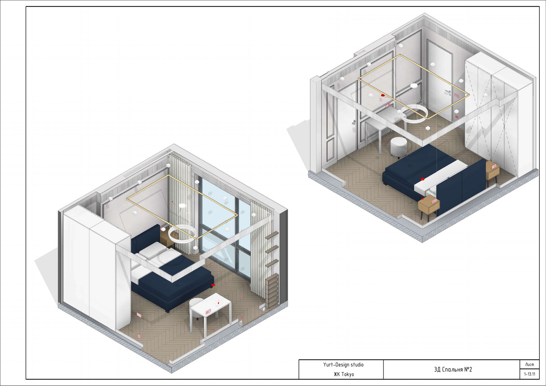 3D спальни — ЖК Tokyo, рабочий проект YURT Design Studio