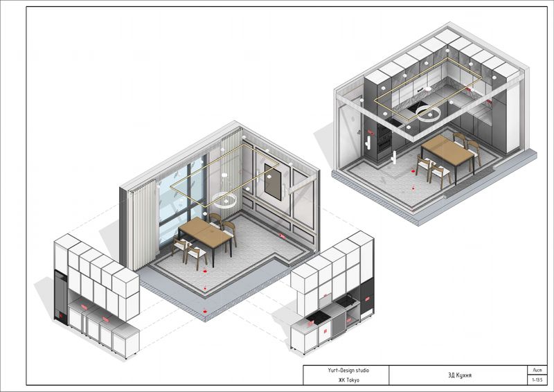 Рабочий проект: ЖК Tokyo, Квартира · 115 м² · Астана — чертежи YURT Design Studio