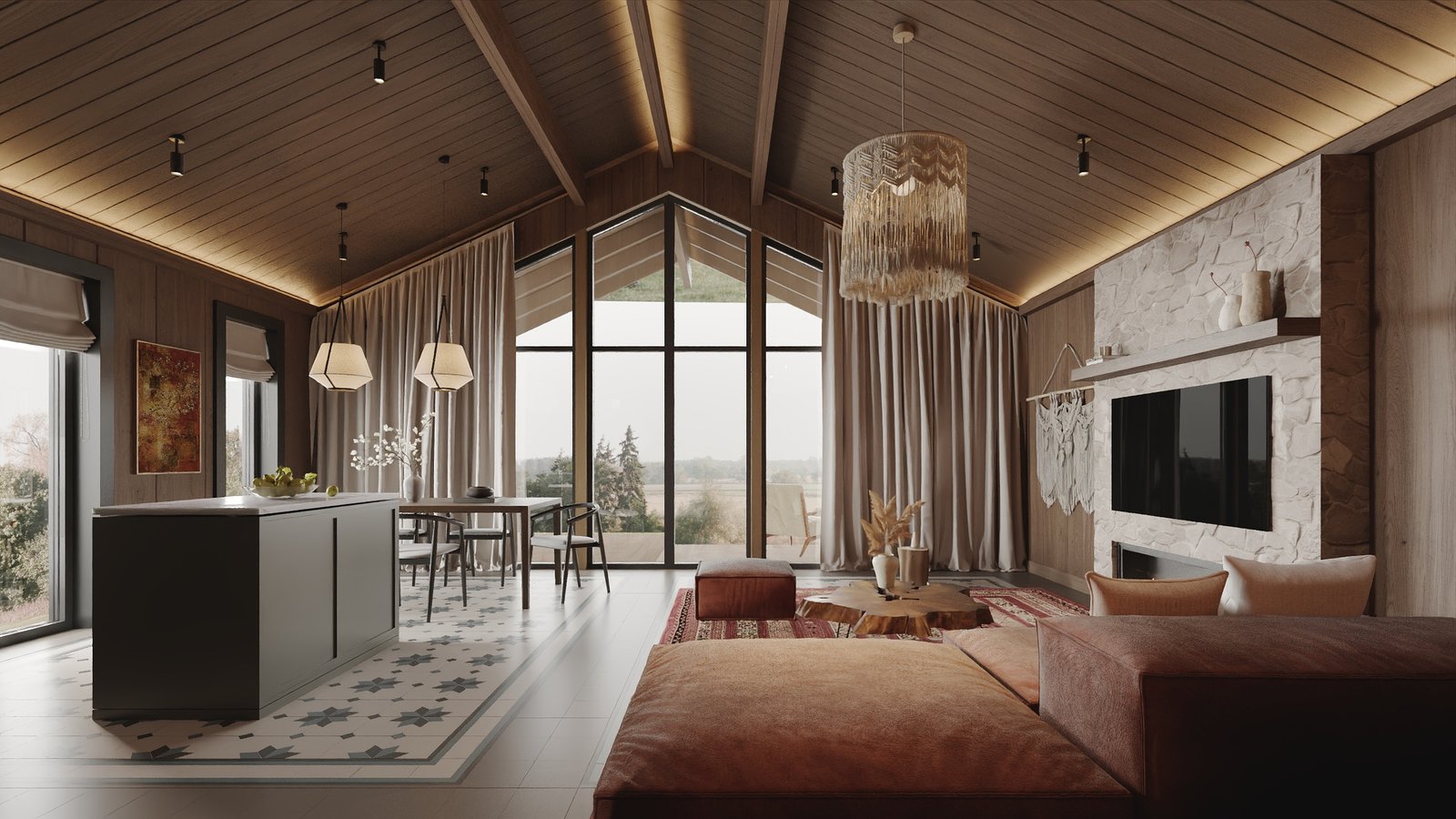 Гостиная — частный дом Barnhouse, YURT Design Studio