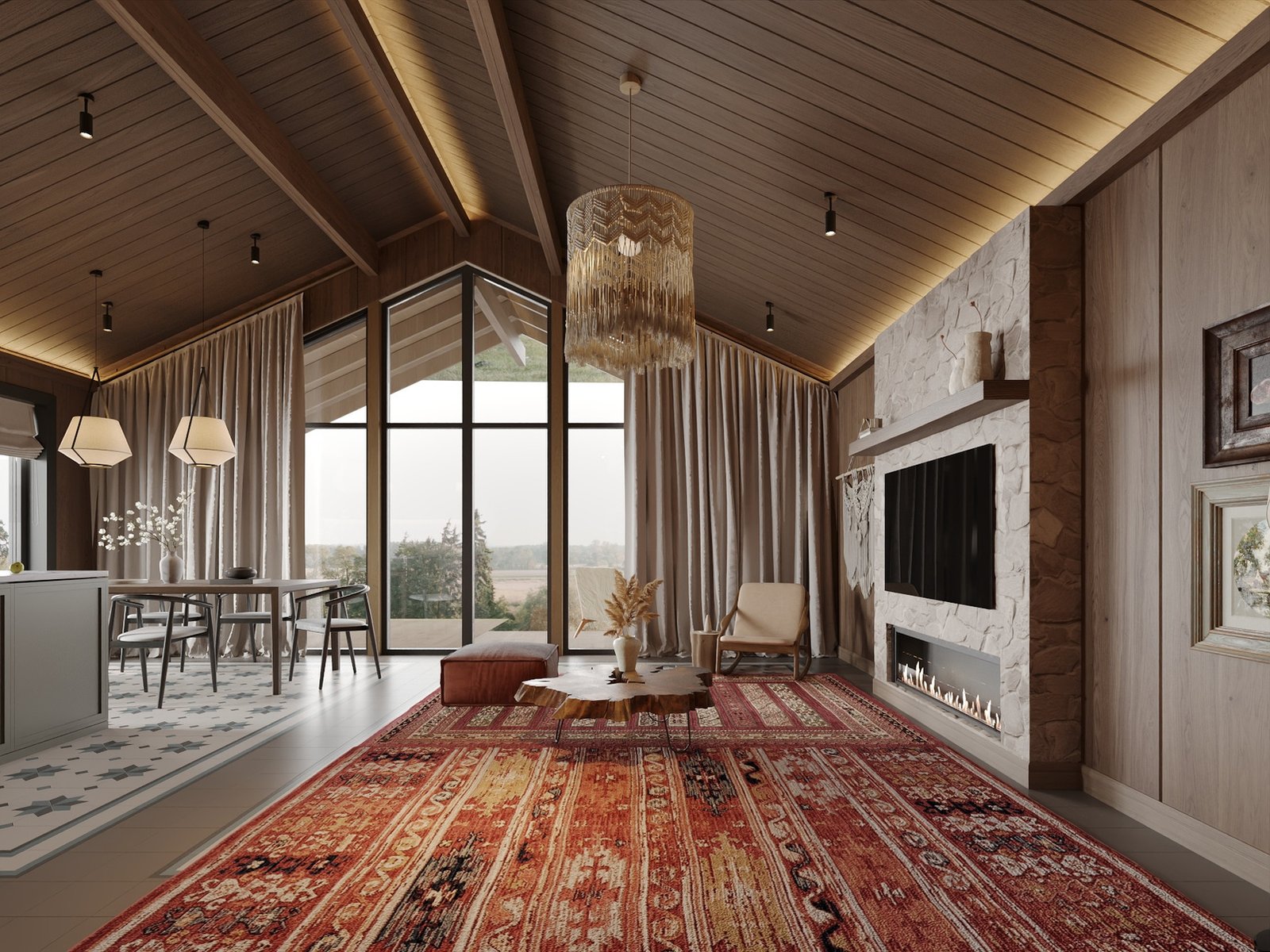 Гостиная — частный дом Barnhouse, YURT Design Studio