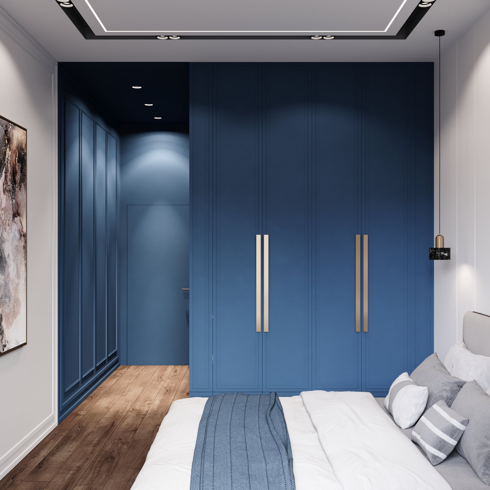 Синие шкафы в спальне — ЖК 4 YOU, YURT Design Studio