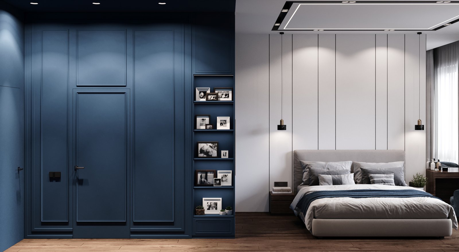 Спальня с синим акцентом — ЖК 4 YOU, YURT Design Studio